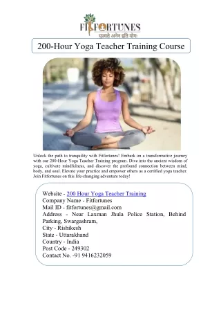 200 Hour Yoga Teacher Training