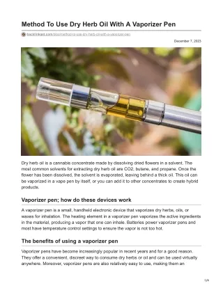 backlinkget.com-Method To Use Dry Herb Oil With A Vaporizer Pen (1)