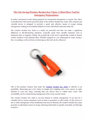 The Life-Saving Window Breaker Key Chain A Must-Have Tool for Emergency Preparedness