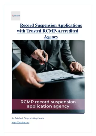 Record Suspension Applications with Trusted RCMP-Accredited Agency