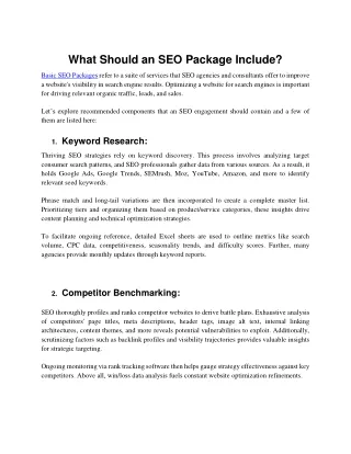 What should an SEO package include_