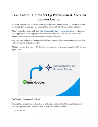 Take Control How to Set Up Permissions & Access in Business Central