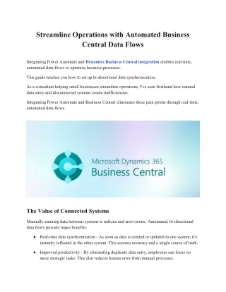 Streamline Operations with Automated Business Central Data Flows