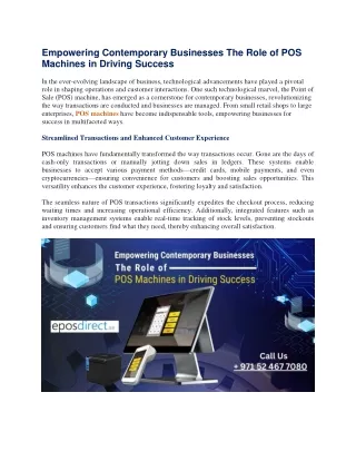 Empowering Contemporary Businesses The Role of POS Machines in Driving Success