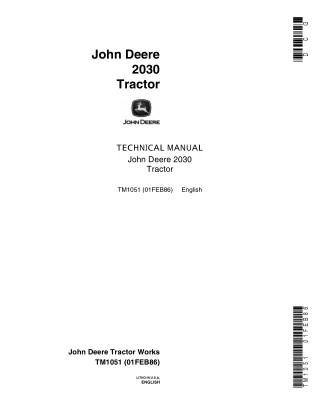 John Deere 2030 Tractor Service Repair Manual (tm1051)