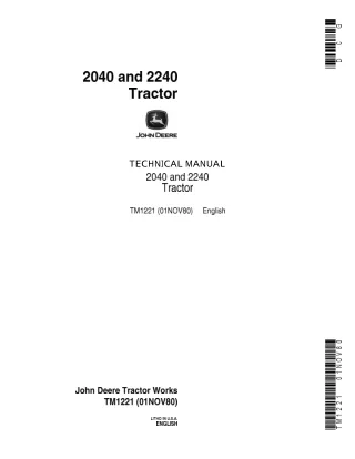 John Deere 2040 Tractor Service Repair Manual (tm1221)