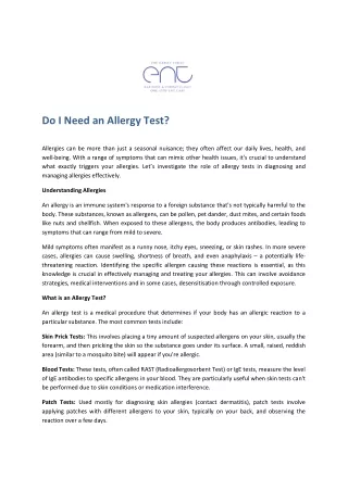 Private Allergy Tests - Harley Street ENT Clinic