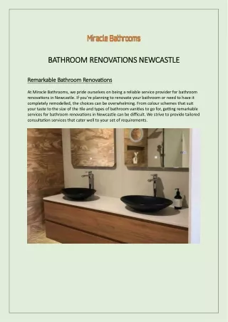 BATHROOM RENOVATIONS NEWCASTLE