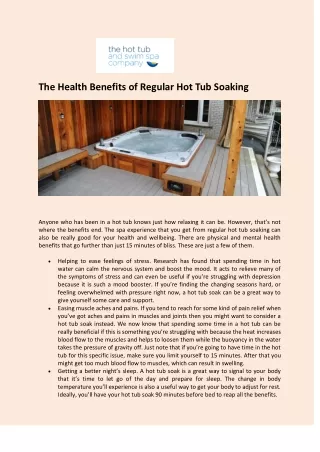 The Health Benefits of Regular Hot Tub Soaking - The Hot Tub and Swim Spa Company