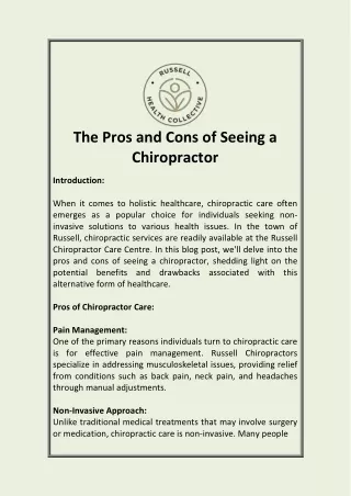 The Pros and Cons of Seeing a Chiropractor