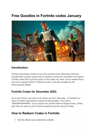 Free Goodies in Fortnite codes January