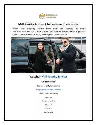 Mall Security Services  Cadmussecurityservices.ca