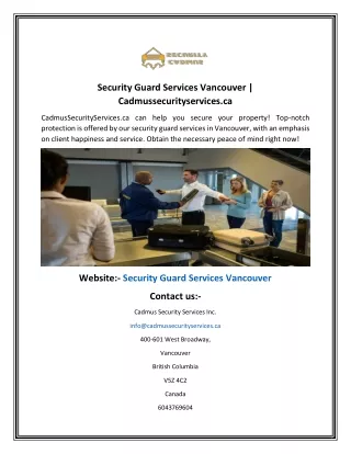 Security Guard Services Vancouver  Cadmussecurityservices.ca