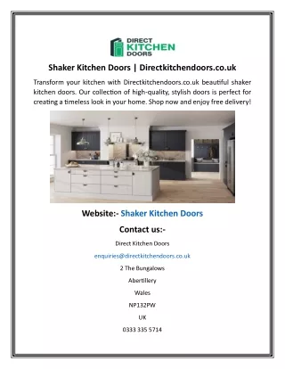Shaker Kitchen Doors  Directkitchendoors.co.uk