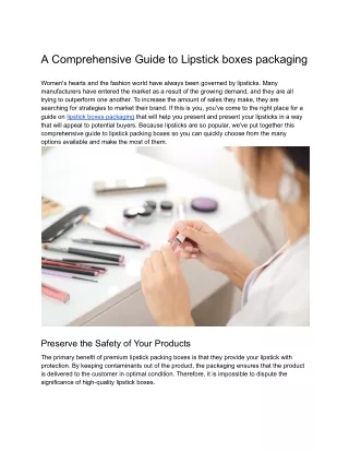 A Comprehensive Guide to Lipstick boxes packaging