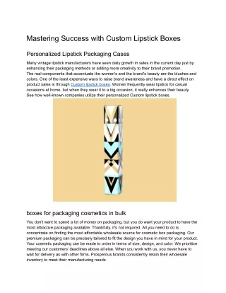 Mastering Success with Custom Lipstick Boxes