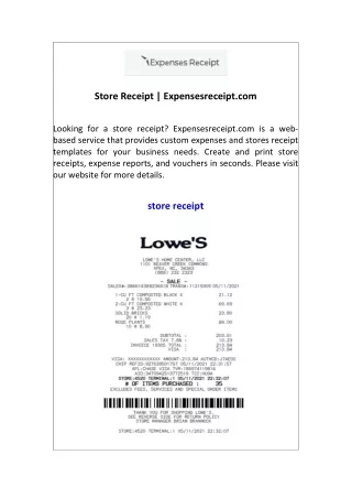 Store Receipt  Expensesreceipt.com