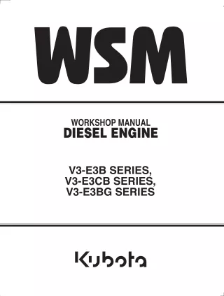 KUBOTA V3800DI-T-E3BG DIESEL ENGINE Service Repair Manual