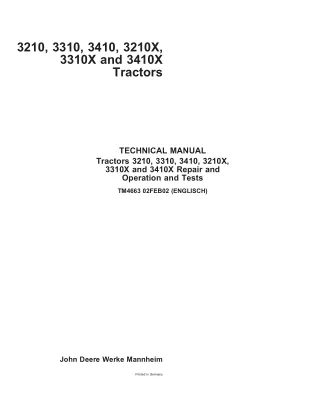 John Deere 3310X Tractor Service Repair Manual (tm4663)