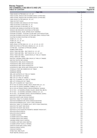 Massey Ferguson 760 COMBINE (1746-009-413 AND UP) Parts Catalogue Manual