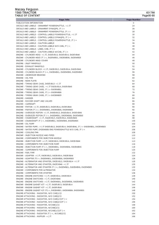 Massey Ferguson 1560 TRACTOR Parts Catalogue Manual