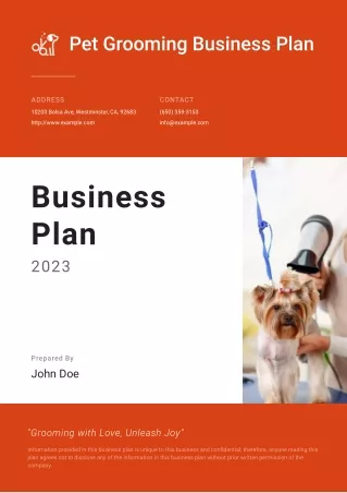 pet grooming business plan