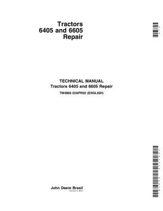 John Deere 6605 Tractor Service Repair Manual (TM4866)