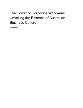 The Power of Corporate Workwear_ Unveiling the Essence of Australian Business Culture