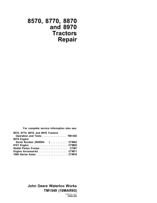 John Deere 8570 Tractor Service Repair Operation and Test Manual (tm1549   tm1550)