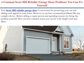 4 Common Scott Hill Reliable Garage Door Problems You Can Fix Yourself