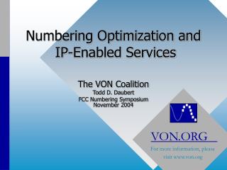 Numbering Optimization and IP-Enabled Services