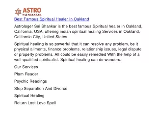 Best Famous Spiritual Healer In Oakland