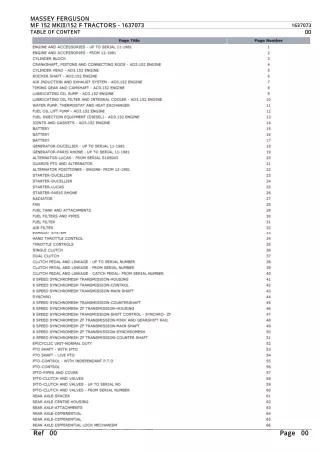 Massey Ferguson MF 152 MKIII  152 F TRACTORS Parts Catalogue Manual