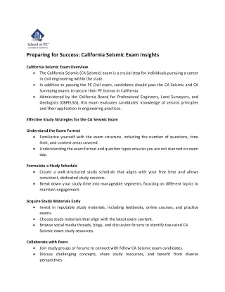 Preparing for Success California Seismic Exam Insights