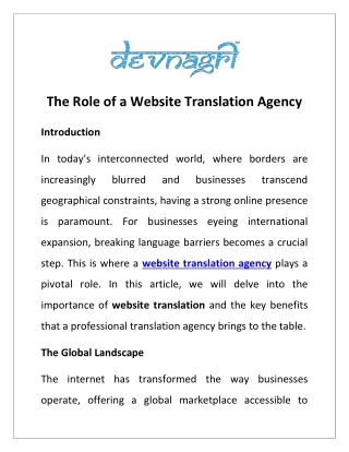 The Role of a Website Translation Agency