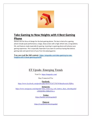 Take Gaming to New Heights with 4 Best Gaming Phone