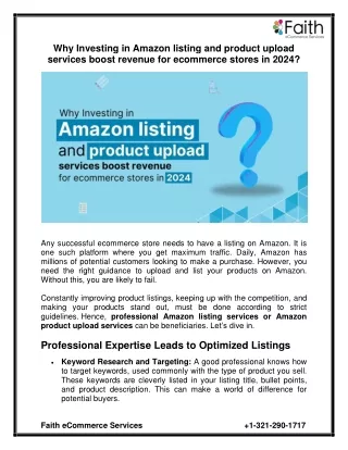 Why Investing in Amazon listing and product upload services boost revenue for ecommerce stores in 2024