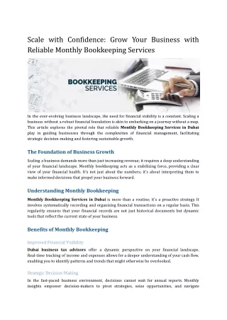 Scale with Confidence_ Grow Your Business with Reliable Monthly Bookkeeping Services