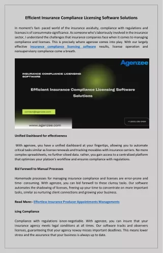 Innovative Insurance Compliance Licensing Software