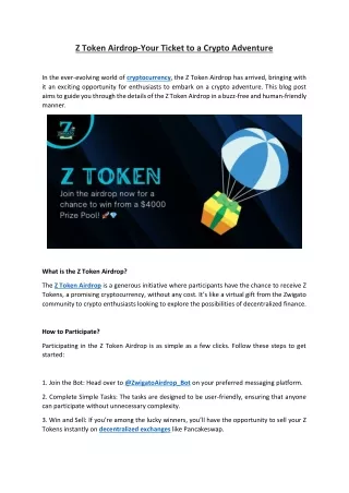 Z Token Airdrop-Your Ticket to a Crypto Adventure