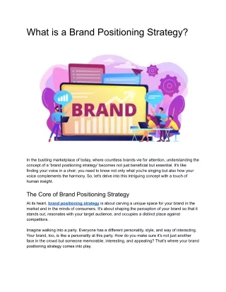 What is a Brand Positioning Strategy?
