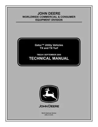 John Deere Tx & Tx Turf Gator Utility Vehicle Service Repair Manual (TM2241)