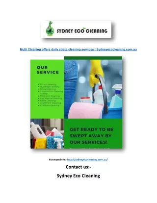 Multi Cleaning offers daily strata cleaning services | Sydneyecocleaning.com.au