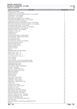 Massey Ferguson MF 244 CF CRAWLER Parts Catalogue Manual