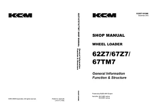 Kawasaki 62Z7 WHEEL LOADER Service Repair Manual (62J1-8001 and up； 65J5-8001 and up)