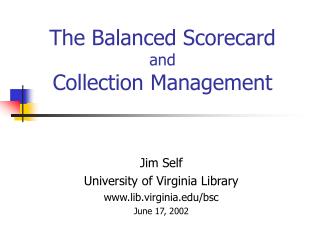 The Balanced Scorecard and Collection Management