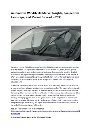 Automotive Windshield Market Insights