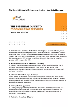 The Essential Guide to IT Consulting Services