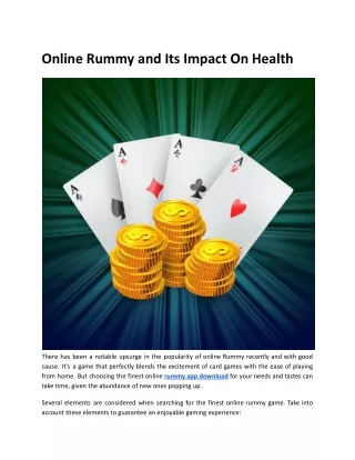 Online Rummy and Its Impact On Health