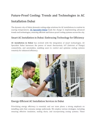 AC Installation in Dubai_ Embracing Future-Proof Cooling Solutions by AC Specialist Dubai